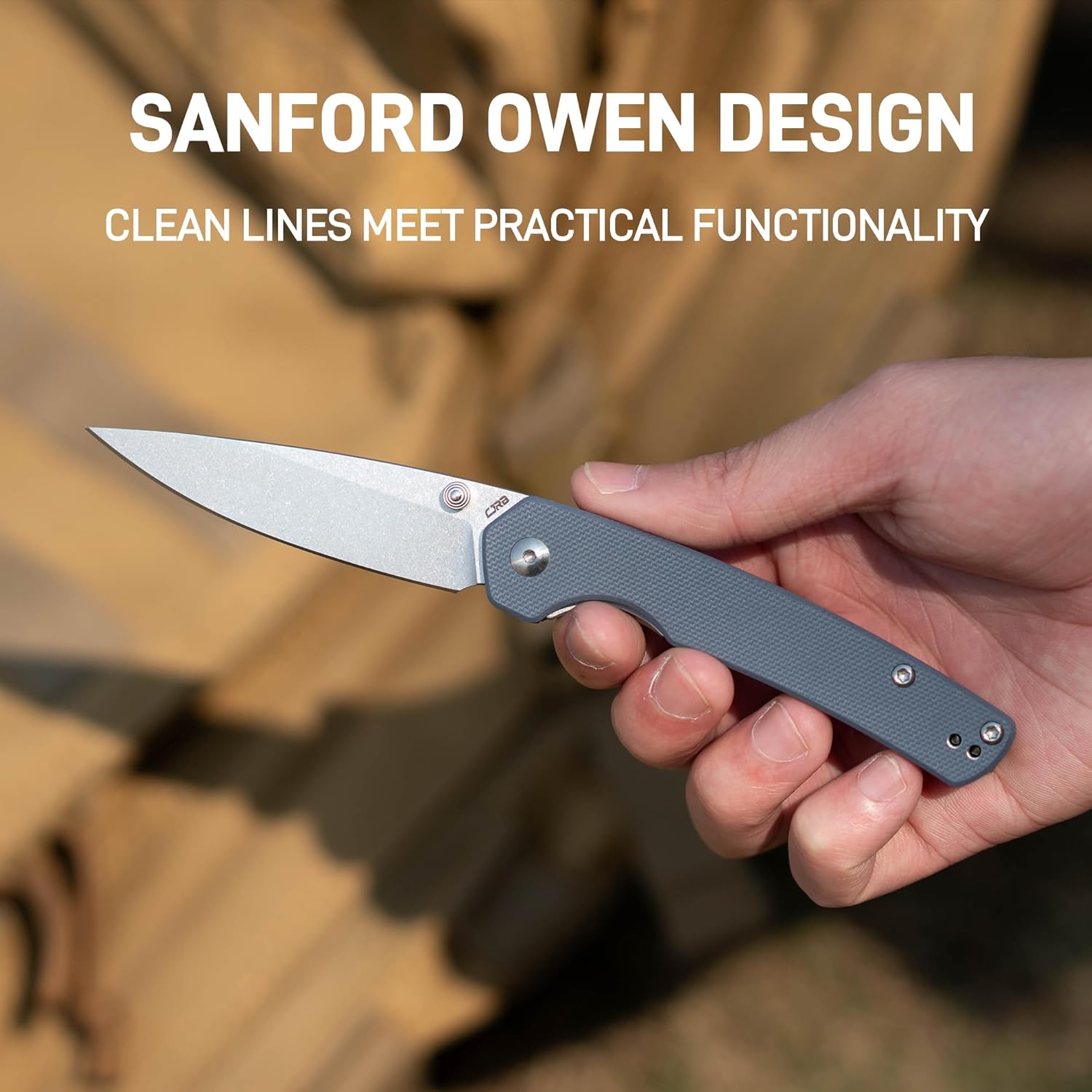 CJRB Kain Pocket Knife for Men, 2.95'' AR-RPM9 Steel Blade G10 Handle Folding Knife with Pocket Clip for Camping Hiking Survival, Designed by Sanford Owen(J1956)