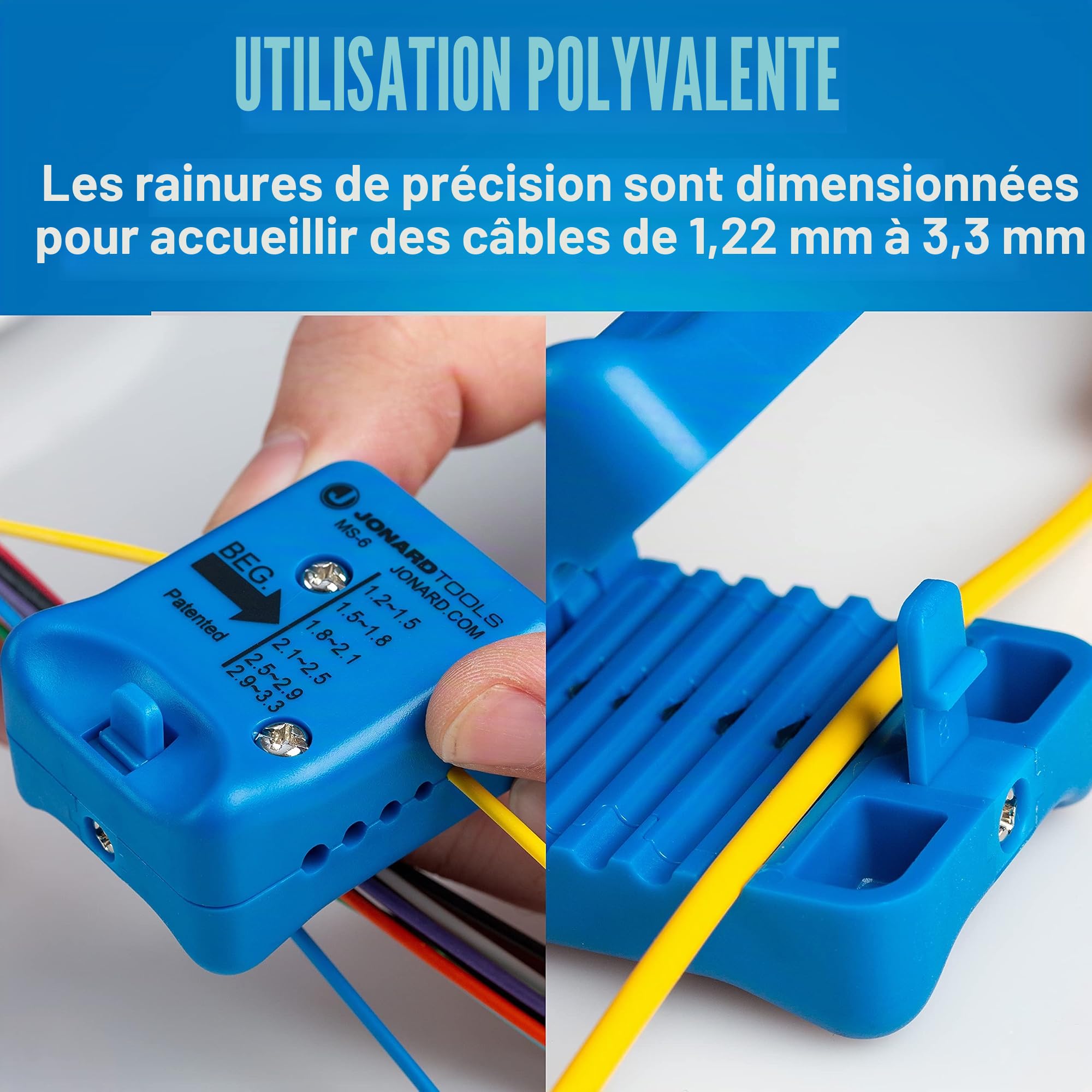 Jonard Tools MS-6 Outil à dénuder, accès à mi-portée (1,2 mm-3,3 mm)