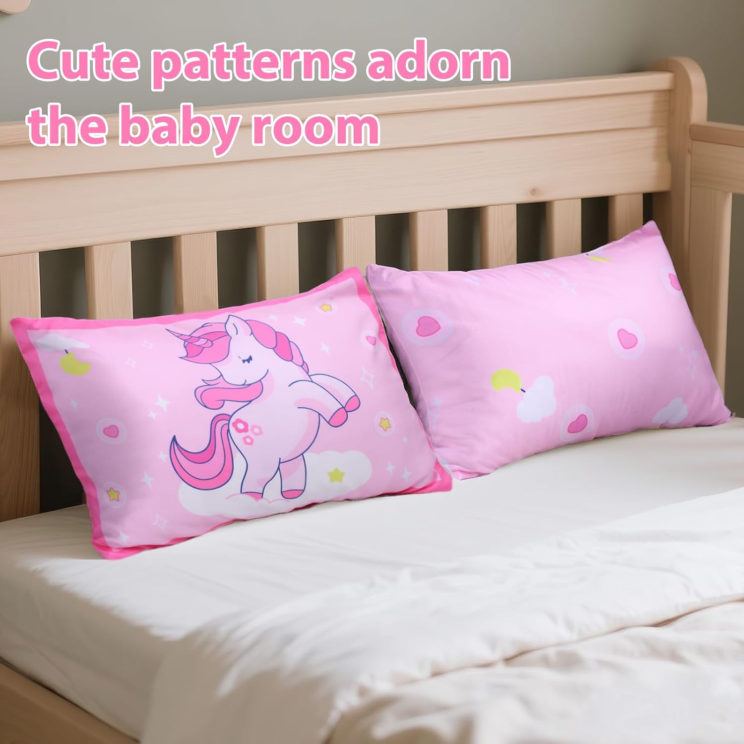 UOMNY Toddler Pillowcases, 13X18 12x16 14x19 Unicorns Baby Pillow Case 2 Pack Small Pillow Covers for Travel Pillow