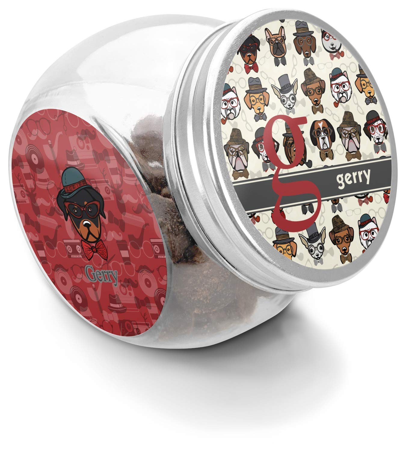 RNK Shops Personalized Hipster Dogs Puppy Treat Jar