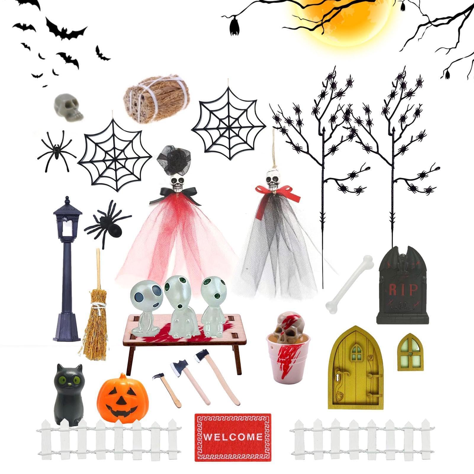 Mini statuette di Halloween che si illuminano nelle statue luminose scure