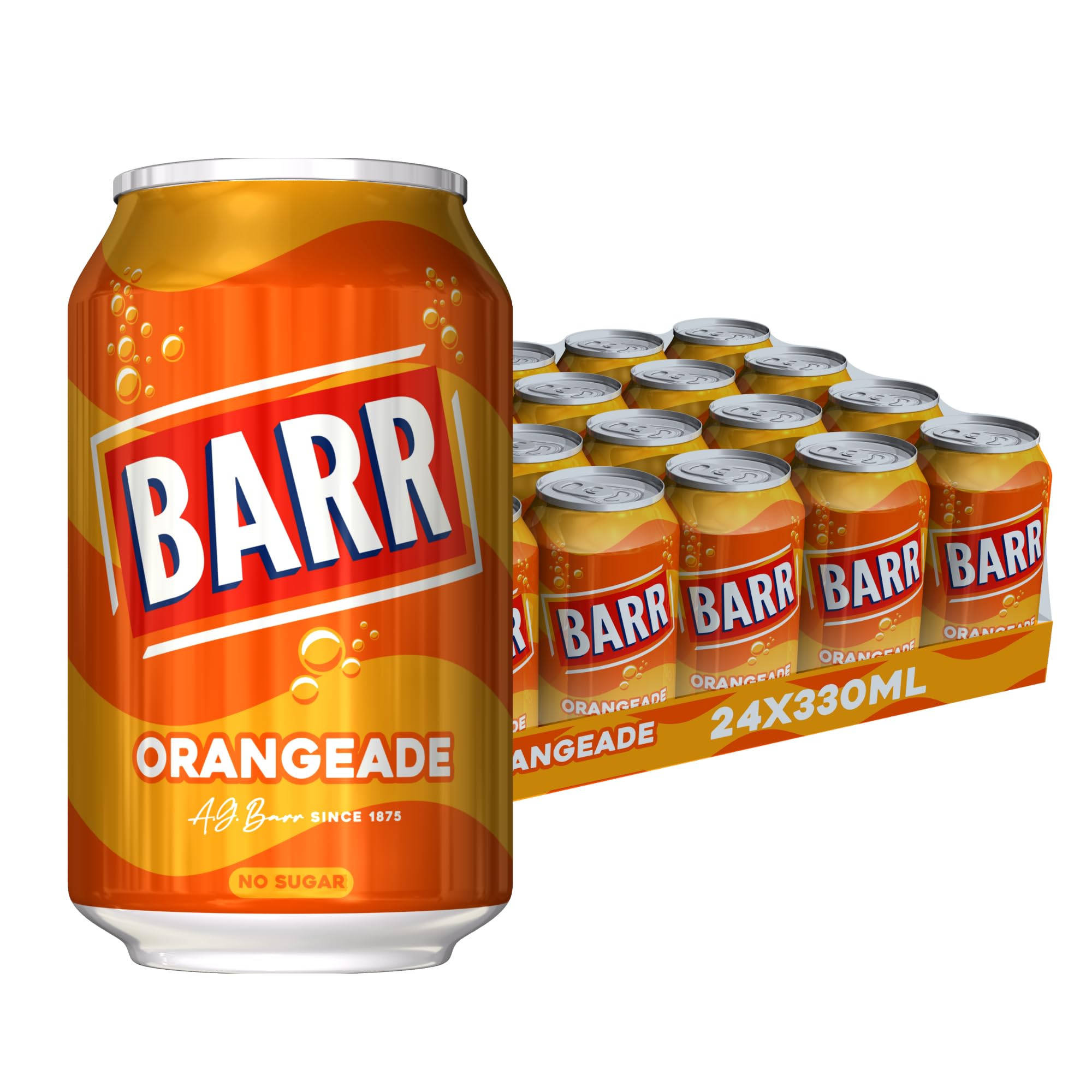 BARR 24 Pack Cherryade, Zero No Sugar Cherry Flavoured Fizzy Drink Cans, Sparkling Fizzy Pop, 24 x 330ml Cans — view 10