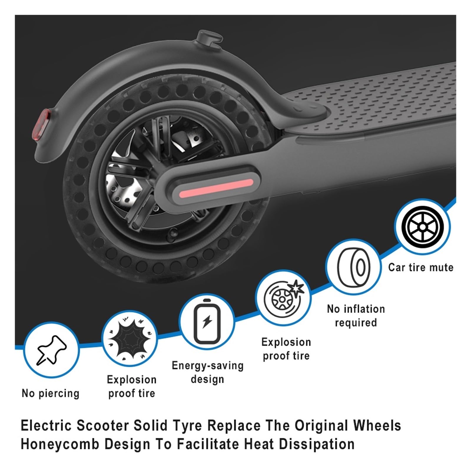Solidna opona 8,5 cala, kompatybilna z hulajnogą Xiaomi M365/M365 Pro/Pro 2 MI 3, kompatybilna z oponami amortyzatorów Gotrax/gxl V2/XR(2 pcs solid tyres and tool)