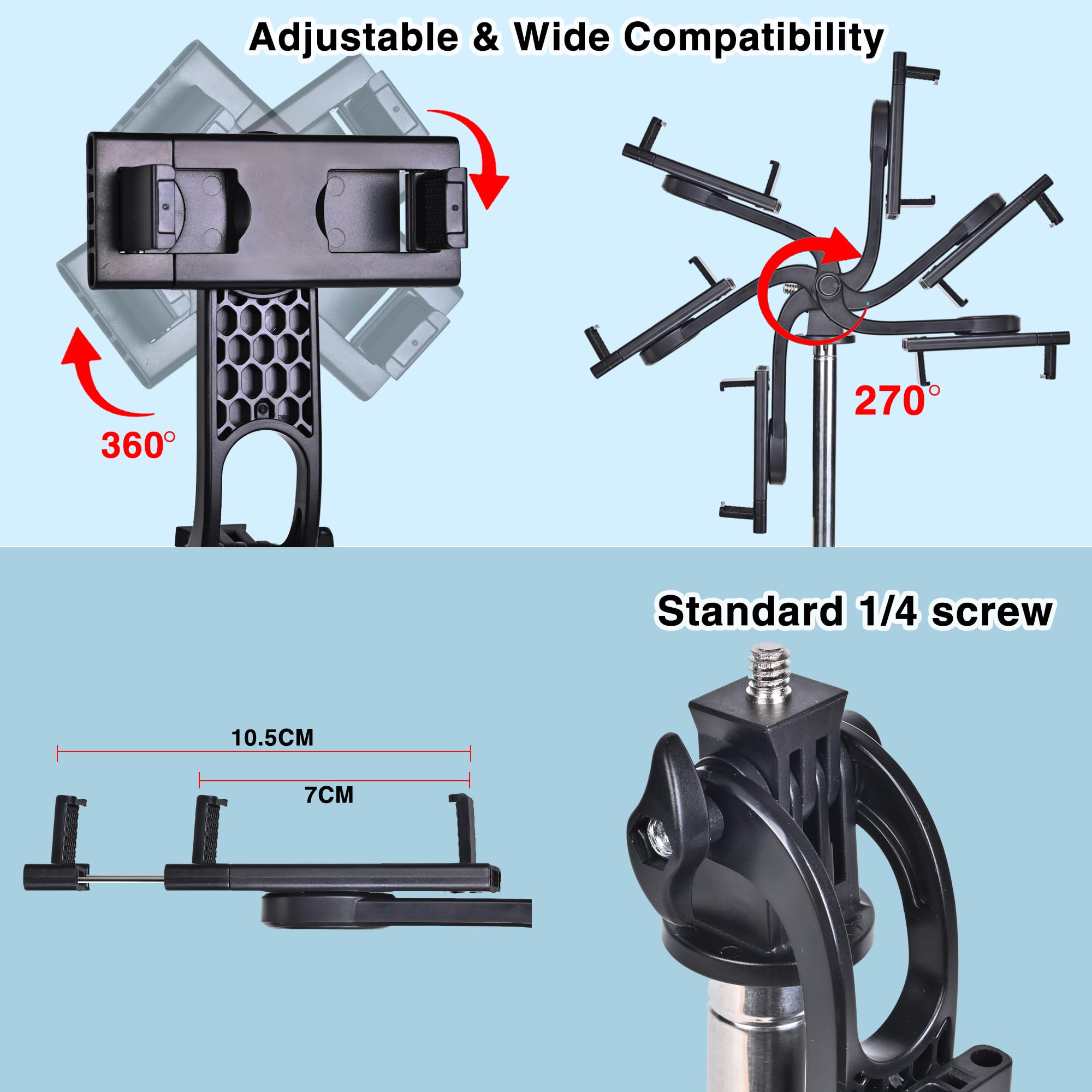 Perche à Selfie Trépied Avec 2 Lumières De Remplissage, 180 Cm