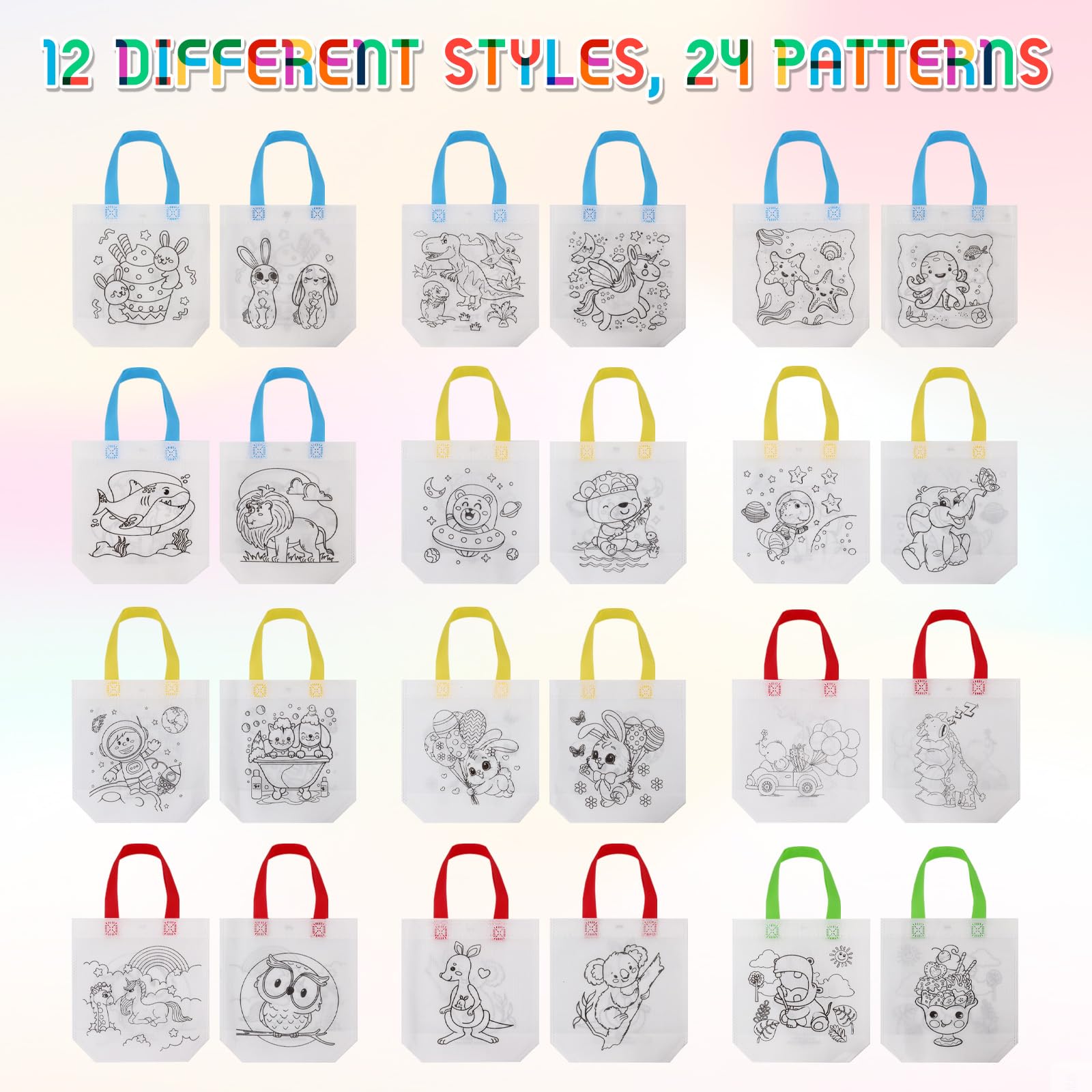 1 Set Di Borse Fai-da-te Colorate Con Graffi, Con 12