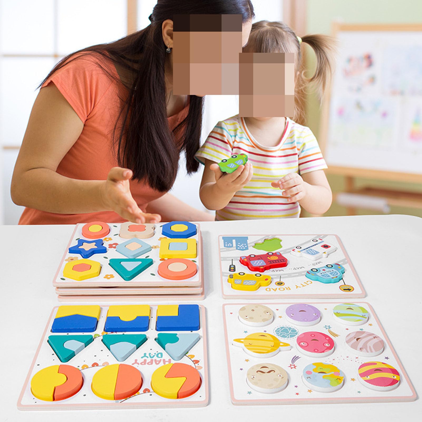 Kleinkind Lern-Memory-Puzzle-Set, Holz-Puzzle-Spielzeug für Vorschulkinder