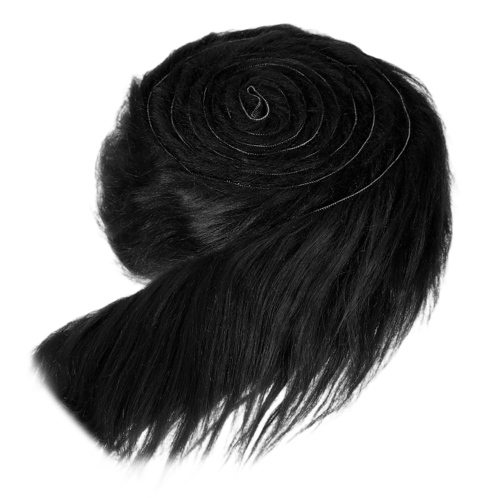 sourcing map Faux Fur Fabric, 60 x 2 Inch Plush Faux Fur, Fluffy Fuzzy Fabric Precut Strips for Crafts Beard Hair Costume Dolls Cosplay Home Decor, Black