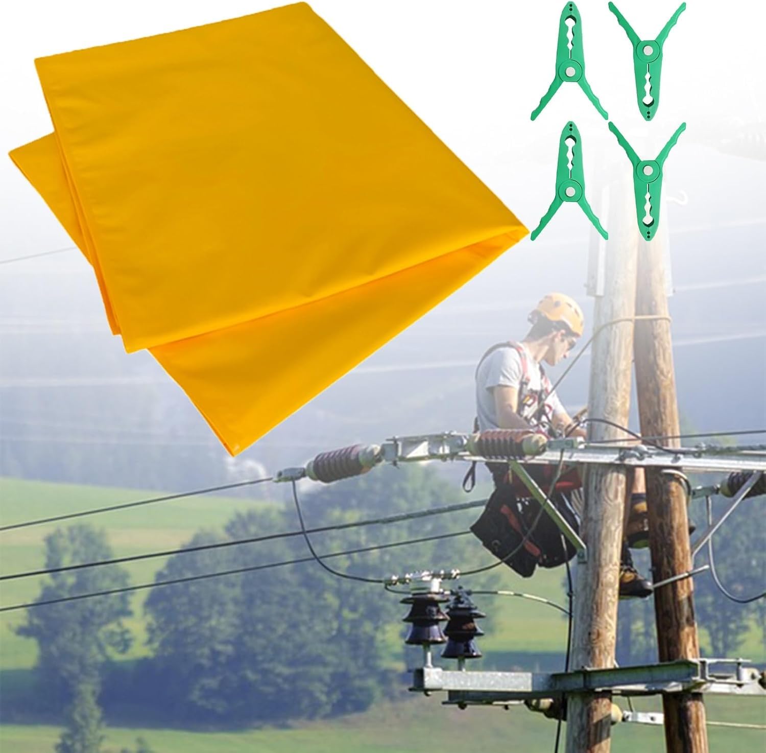 Outdoor Insulating Blanket Electric Shock Protection Mat with 4 Insulated Clips, Insulated Electrical Resin Covering Mat, Electrician Safety Equipment for Work(0.4 kv - 39 2/5 x59 in)