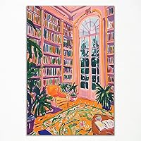 Yaasilinage Henri Matisse Pink Library Canvas Wall Art - Retro Reading Book Poster, Bookish Decor for Booknooks 8x12in Unframed