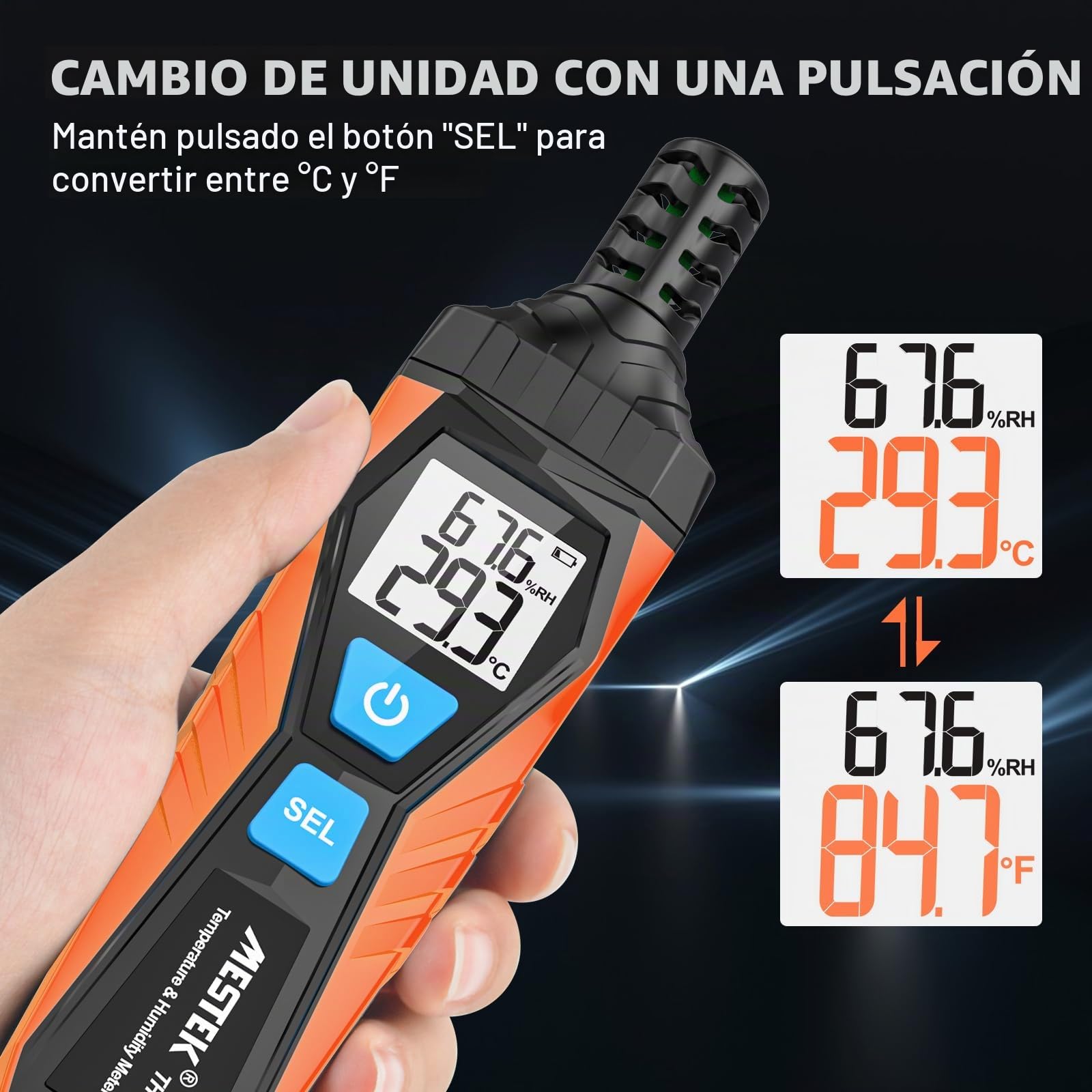 Higrómetro Digital MESTEK, Termómetro Termo-Higrómetro Interior Exterior, Portátil Monitor de Temperatura y Humedad Ambiente, Punto de Rocío y Temperatura de Bulbo Húmedo, para Industria Agricultura
