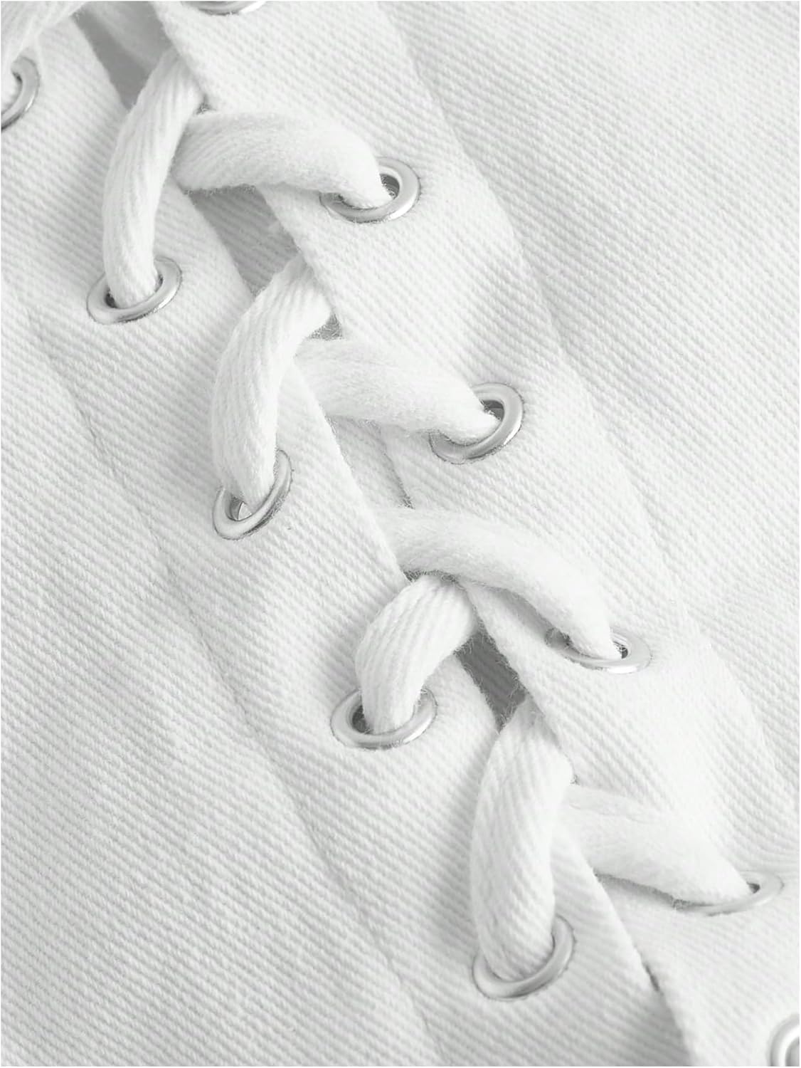 Floerns Women's Y2k Halter V Neck Backless Denim Top Shirred Lace Up Tie Back Crop Top - Image 4