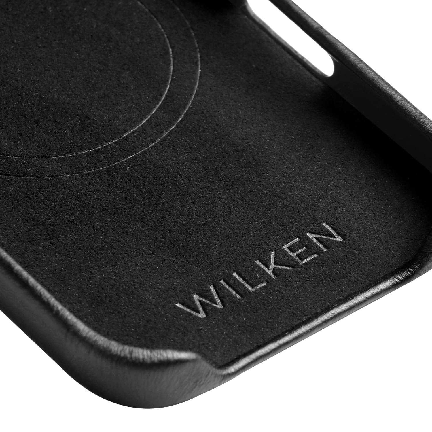 Wilken - Funda envuelta en cuero compatible con iPhone 16 Pro Max, compatible con MagSafe y carga inalámbrica, cuero de grano superior, controles de botón de metal personalizados (16 Pro Max, negro)