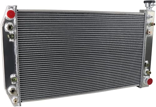 Miniatura 5 de Radiador compatible con Chevy Truck CK 1988-1999 1500 2500 3500 5.0 5.7L V8, radiador de aluminio de rendimiento completo de 3 filas + 2