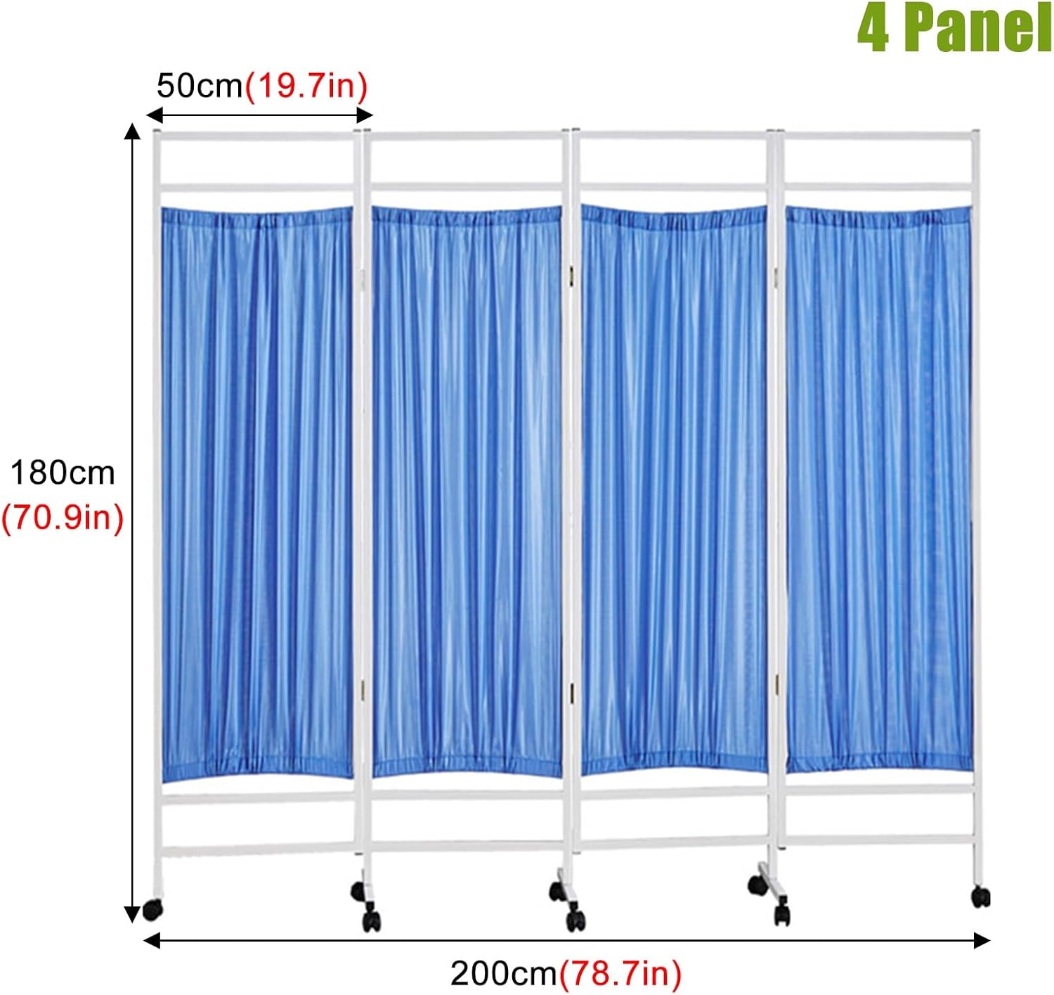 Privacy Screen Divider Portable with Wheels - Metal Iron Frame, 3 Panel Indoor Room Partition, for Hospital/Clinic - Easy Mobility and Privacy Solution