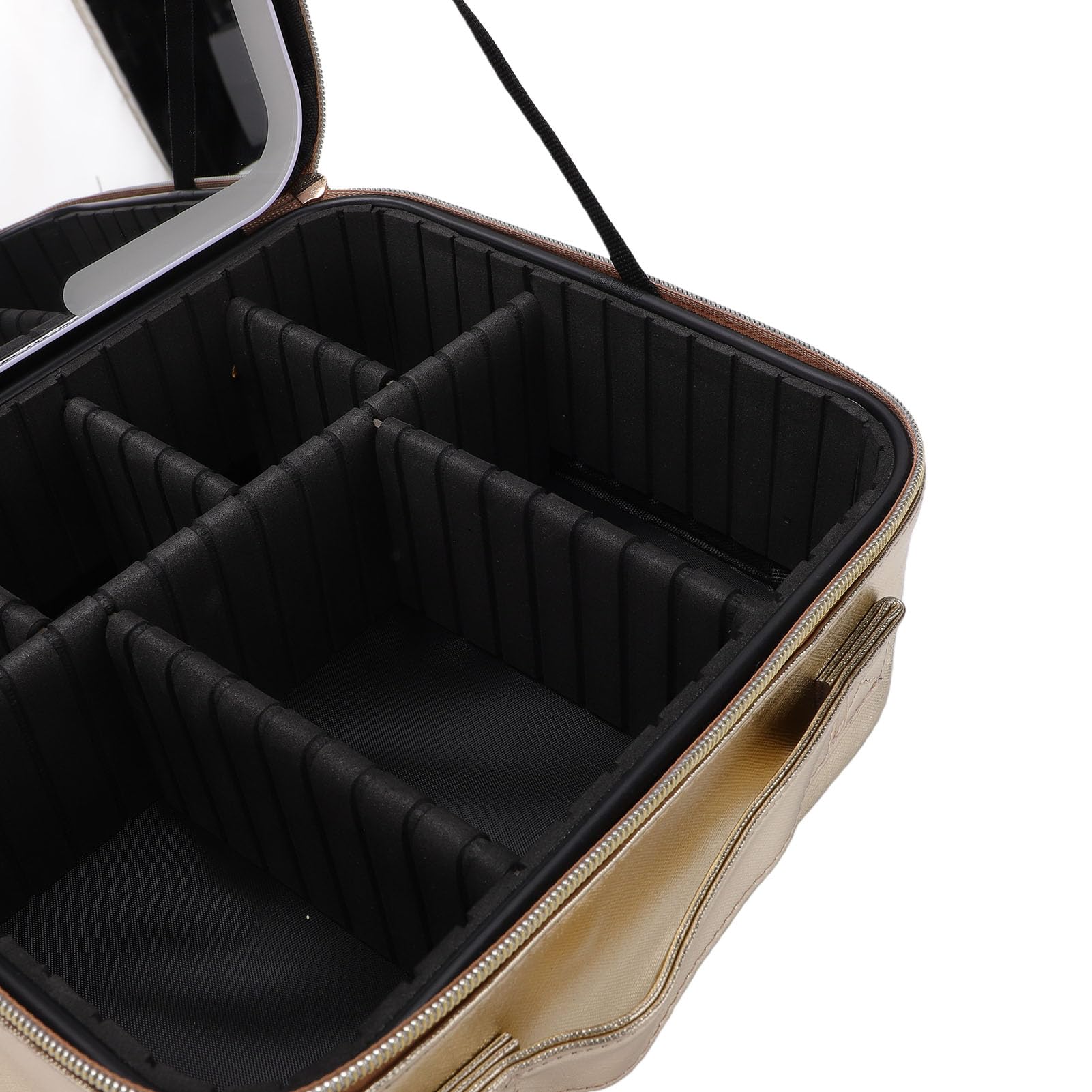Trousse Maquillage avec Miroir LED, Cuir PU, Imperméable