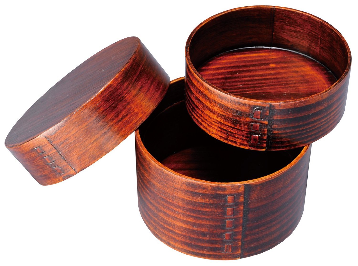 Amazon｜若兆 曲げわっぱ 丸二段弁当箱 おひつ風 FH13｜弁当箱