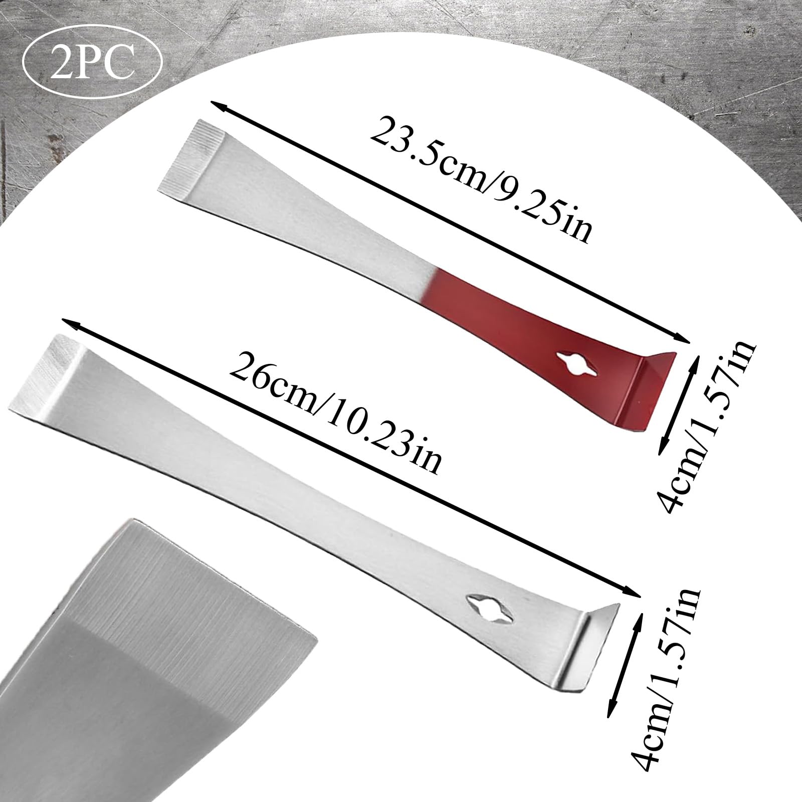 2 Pcs Pry Bar, 10.23 in and 9.25in Crowbar Set, Steel Crow Bar, Comes with Nail Puller - Image 2