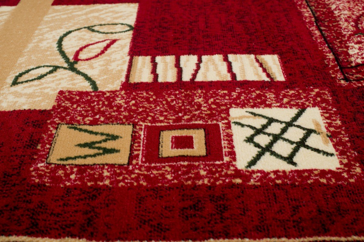 TAPISO Atlas Tappeto Salotto Moderno Pelo Corto Design Astratto Motivo Geometrico Rettangoli tonalità Rosso Scuro Oeko-Tex Soggiorno Sala Camera Ufficio 180 x 250 cm