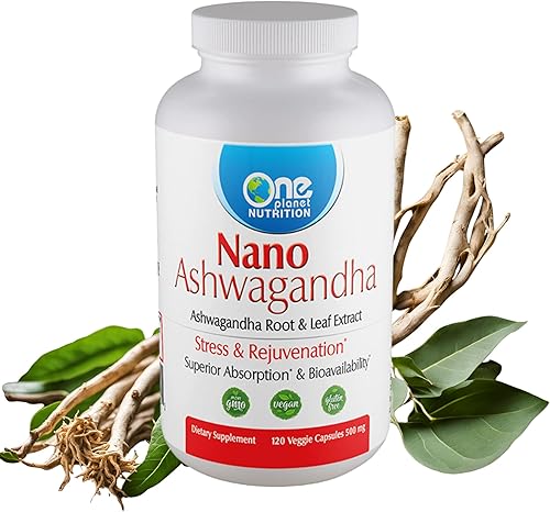 Miniatura 1 de Nano Ashwagandha Root & Leaf - Cápsulas vegetales de 500 mg (120 porciones), extracto 10:1, apoya la función hormonal y neurológica para aliviar el
