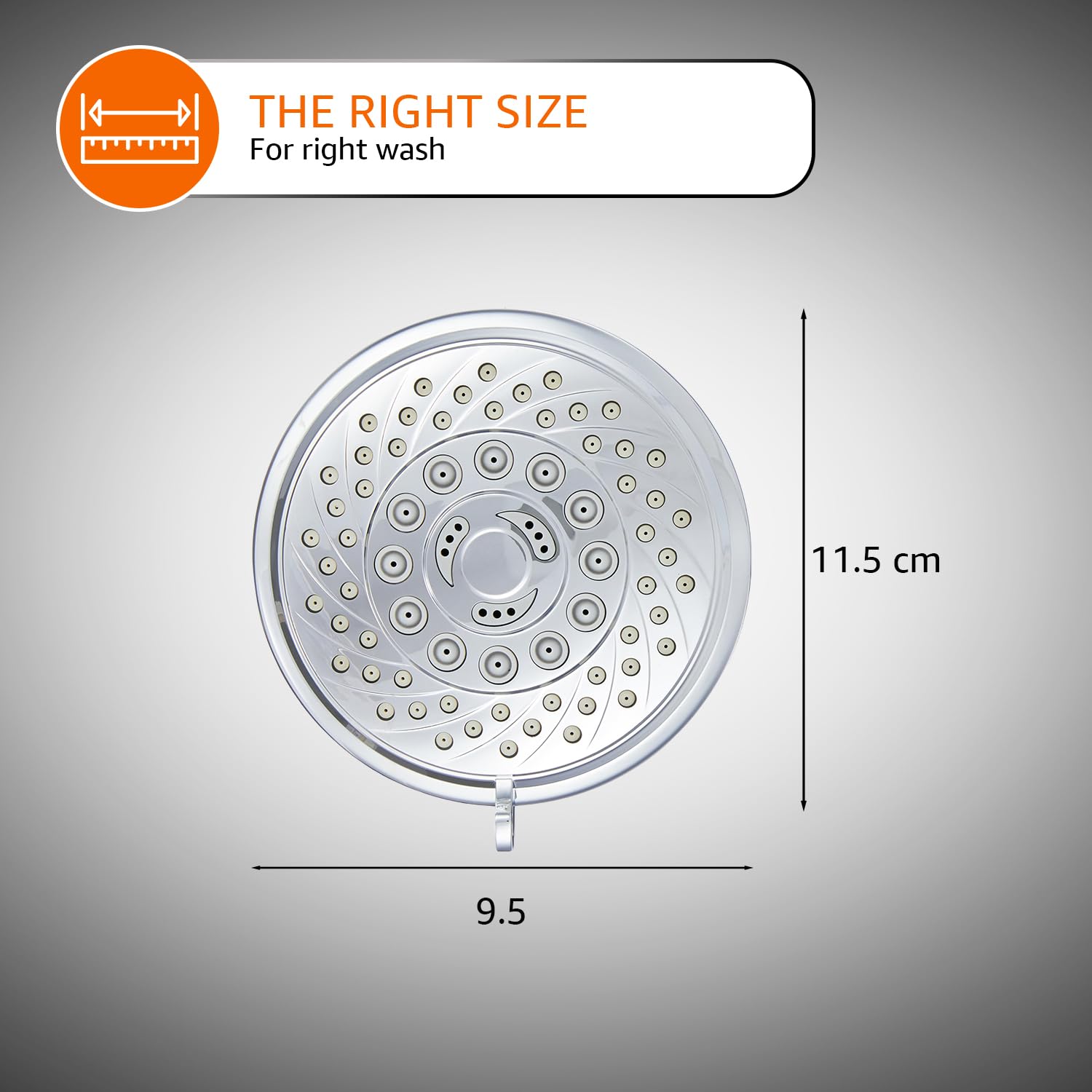 Amazon Basics Shower Head for Bathroom | Round Multifunction 5-Spray Overhead Shower | Wall Mount Bathroom Shower with Pause Function, Chrome Finish, 3.9 Inches Wide Sprayface, CHROME finish 4