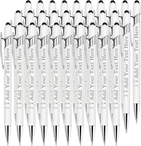 Miniatura 111 de Bolígrafos personalizados a granel grabados personalizados con punta de lápiz capacitivo, bolígrafos personalizados de tinta negra, regalos