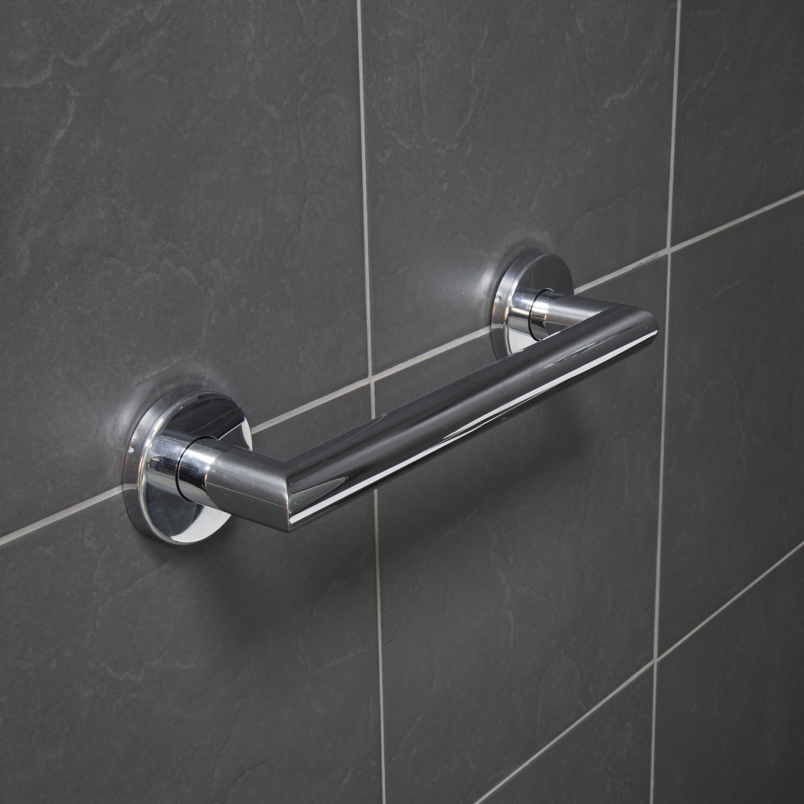 Croydex Barre d'appui Moderne en Acier Inoxydable avec Fixations dissimulées, Chrome, 30 cm