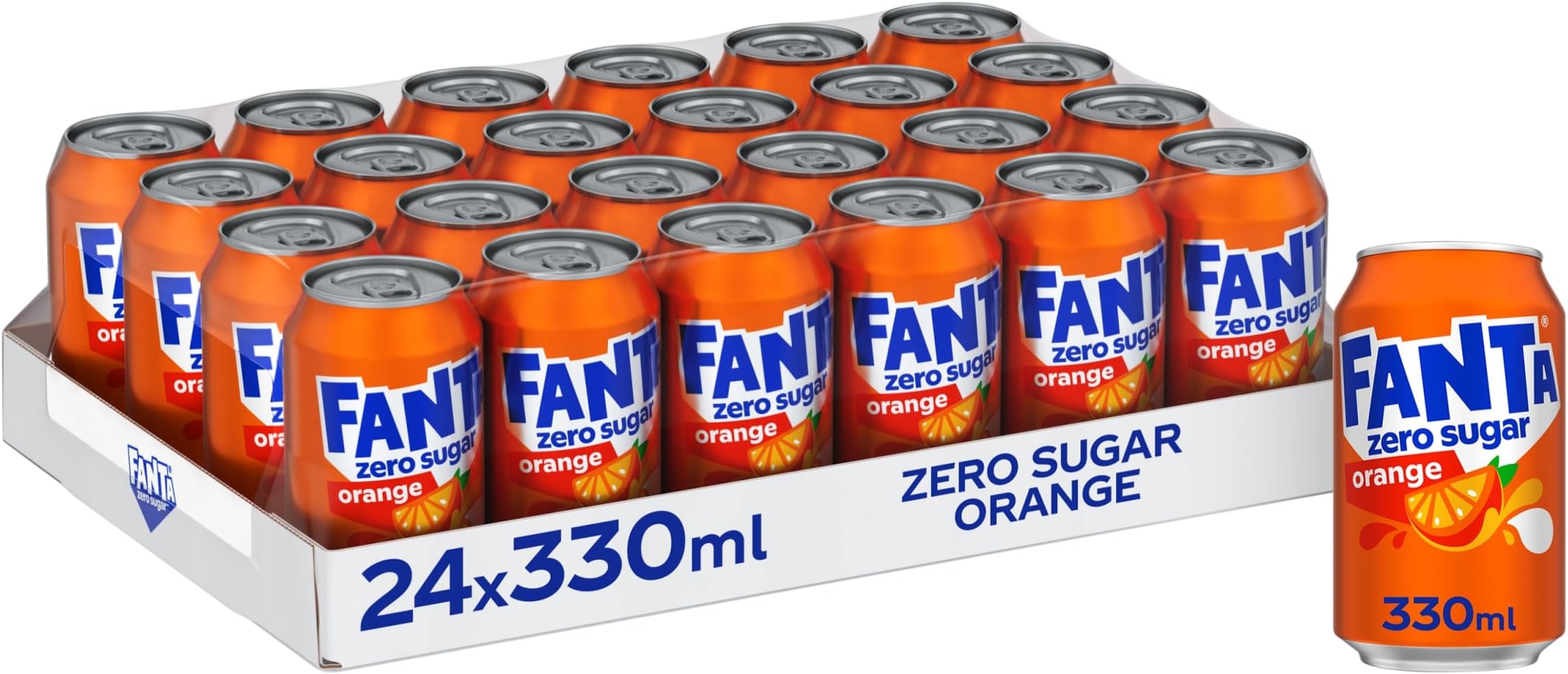 Fanta Zero Orange Soft Drink Cans, 24 x 330 mL