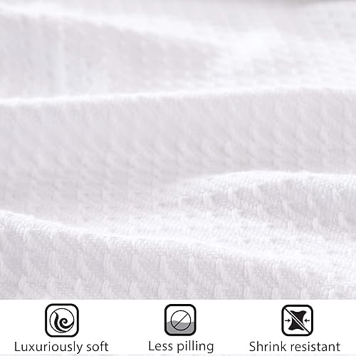 Miniatura 3 de Madison Park Manta de lujo de algodón egipcio, color blanco, 90 x 90 pulgadas, tamaño matrimonialqueen, tejido de primera calidad, suave, acogedora,