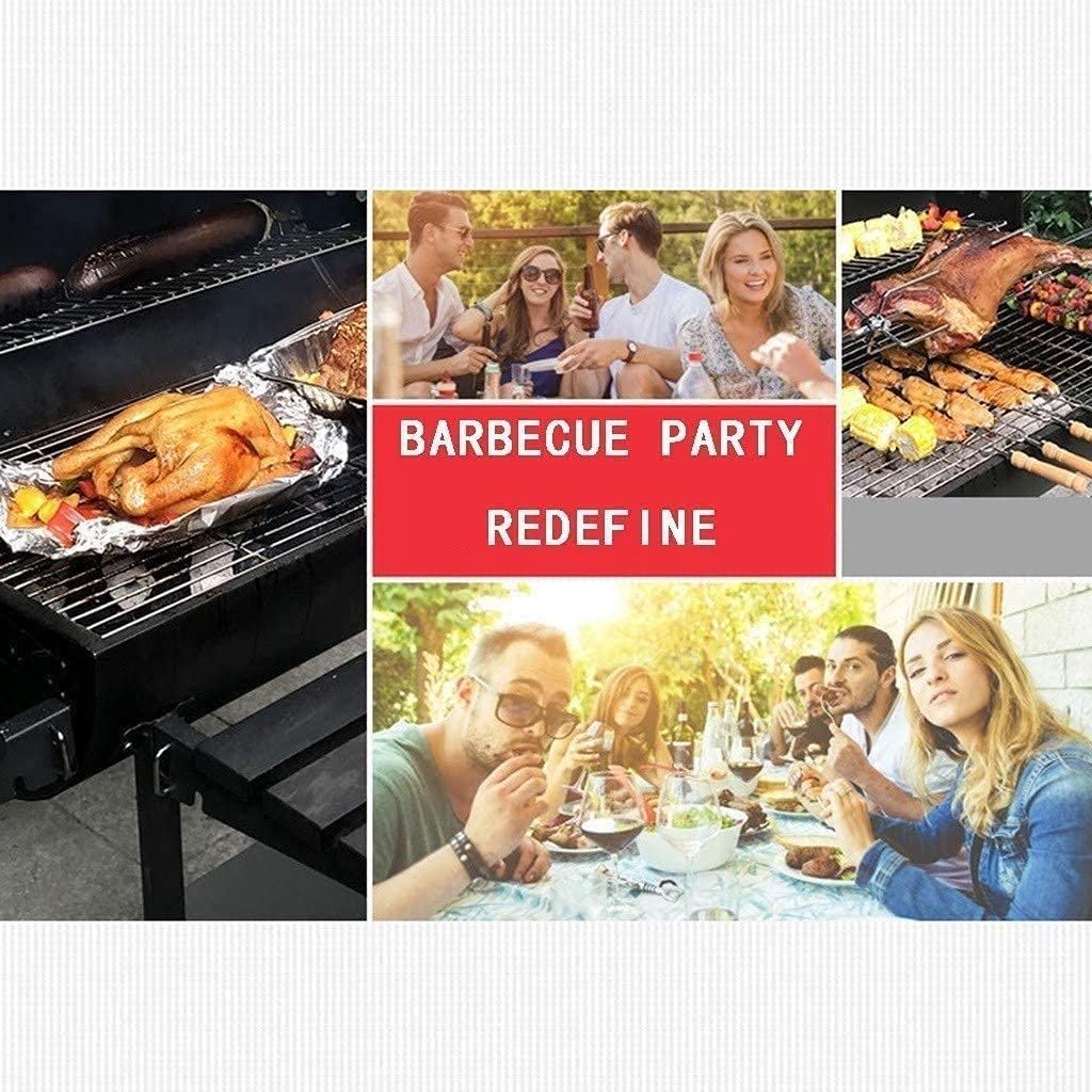 Parrilla de Barbacoa Grande Parrilla de carbón hogar portátil carbón Barbacoa barbaco de Barbacoa Barbacoa jardín Fumador de jardín Barbacoa con Ruedas de Mesa Laterales estantes termómetro