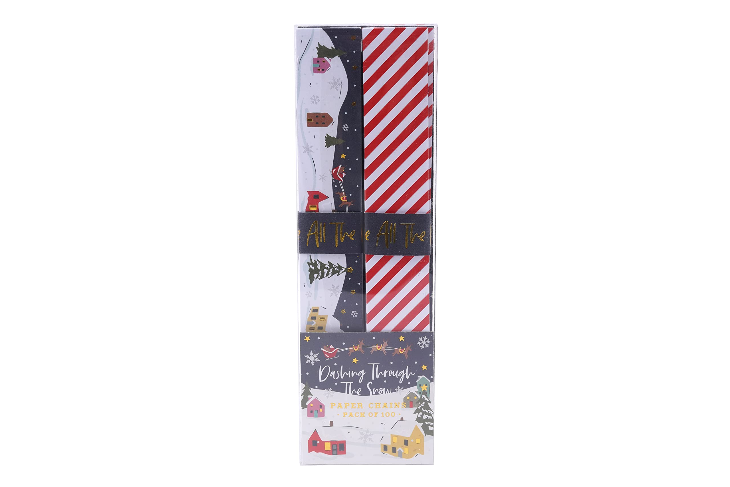 Dashing Through Snow Paper Chains 100 Pack 5m Red White Christmas Decor