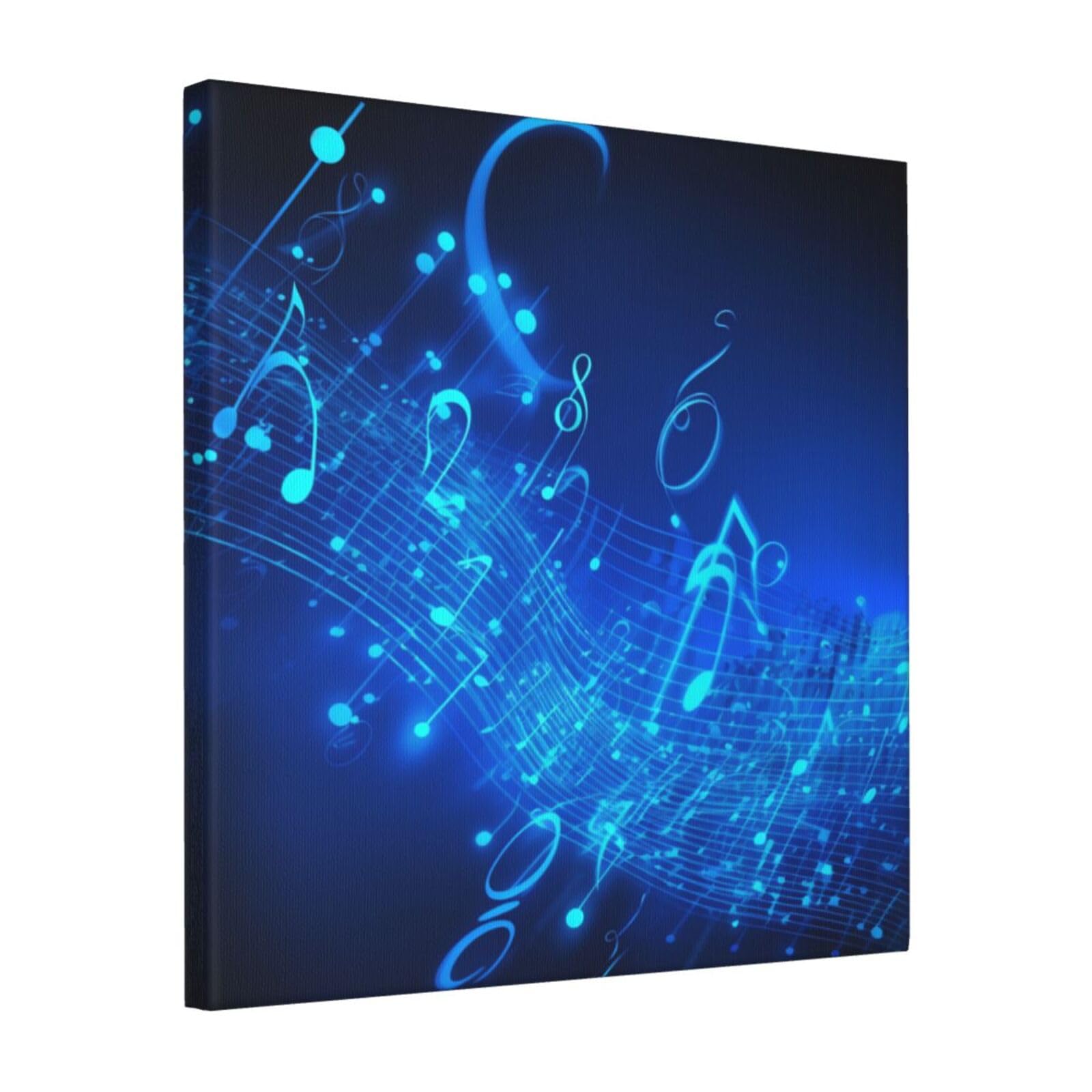 KLOPH Blue Musical Notes Canvas Wall Art for Living Room 16"x16" Modern Artwork Painting for Bathroom Hanging Canvas Prints Aesthetic Wallart for Bedroom Kitchen Office Wall Decor