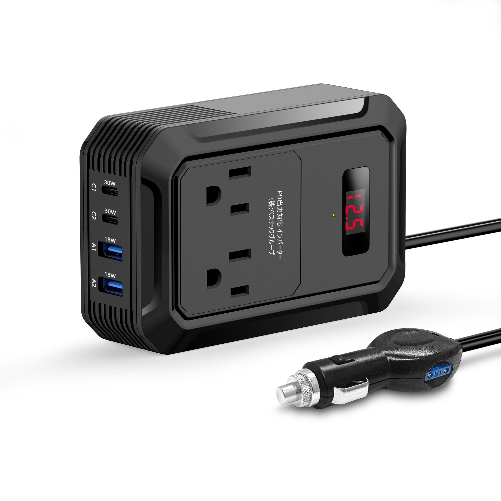 BESTEK インバーター シガーソケット コンセント 200W 修正正弦波 P…