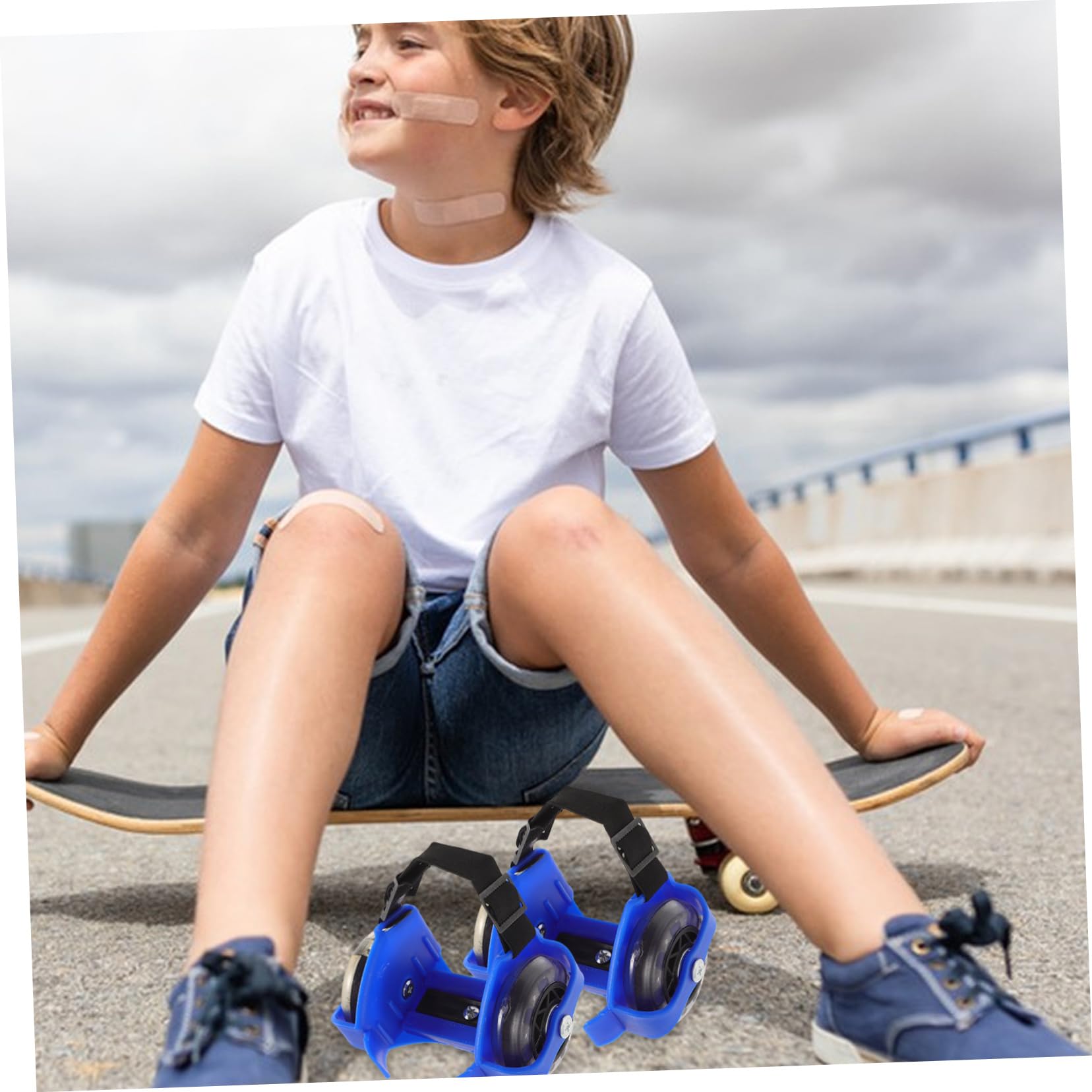 GOOHOCHY Adjustable Skating Shoes 2 Pairs of Roller Skates Glow-in-The-Dark Wheels for Boys and Girls' Outdoor Fun and Exercise