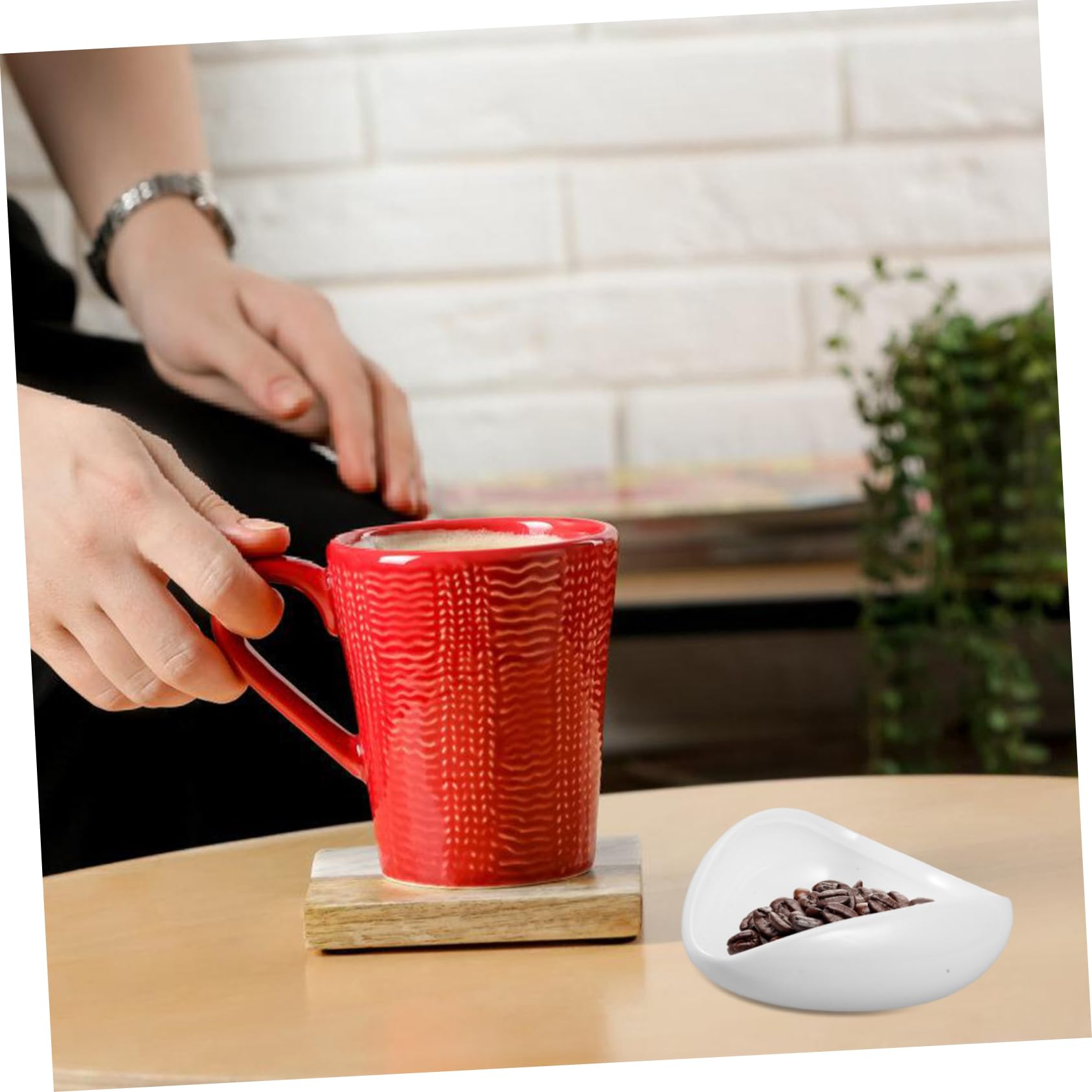 5 Piezas Bandeja De Exhibición Cuchara Medidora De Granos De Café Cuchara De Té Kongfu Vaso Dosificador De Cafe Recipiente De Té Suelto Platos De Granos De Café Cerámica Ciieeo
