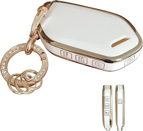 WENHENI Funda para llavero Kia con llavero para KIA Ceed Cerato Forte NIRO Seltos Sorento Soul Sportage Telluride (gris)