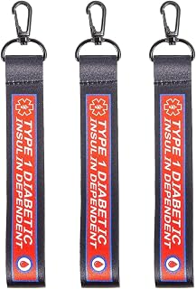 3 Pack Diabetes Alert Tag, Double-sided Type 1 Diabetes Medical Alert Keychain Tag, T1D Insulin Dependent Tag with Lobster Claw Clip for Keys, Backpack, Travel Luggage & Diabetic Supplies