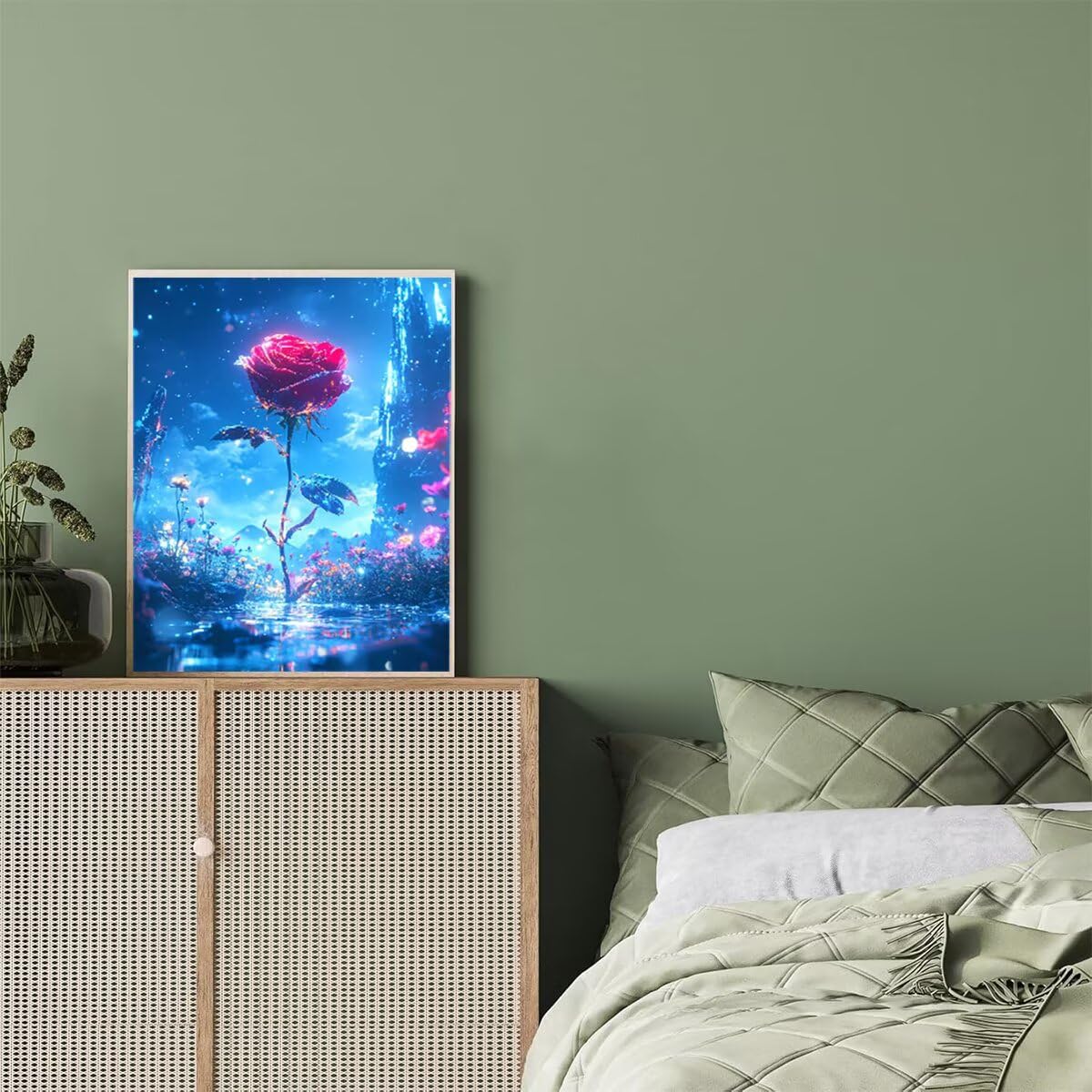 Dipingere con i Numeri Rosa, Paint by Numbers Adulti Fiore, Fai da te Creativi Adulti Quadri da Dipingere Numerati Kit per Decorazione Della Parete di Casa, Regalo 100x135 cm Senza Cornice VK-I