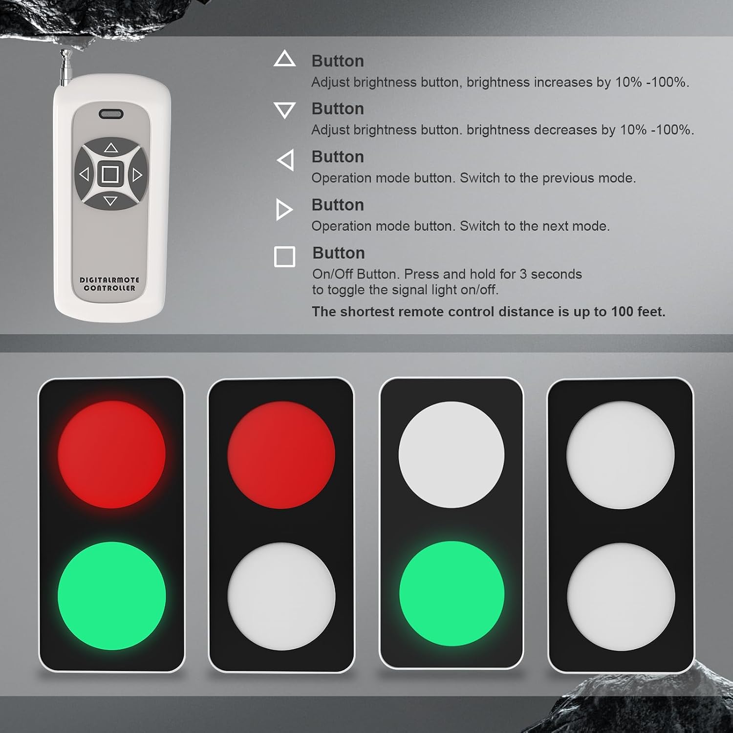 Traffic Light Wall Lamp, Dimmable Red Green LED Stop Signal Light with Remote Control, Plug in Wall Decor Light for Kids Bedroom, Living Room, Bar, Pub, Gaming Room, Classroom, Garage image 3