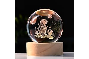 IFOLAINA Mermaid Crystal Ball with Lighted Base Laser Engraved Glass Ball