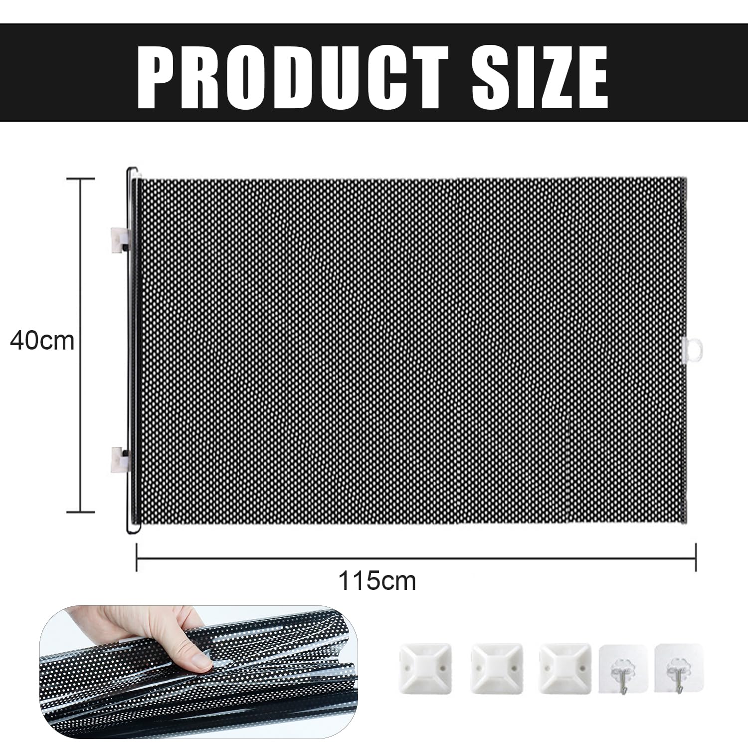 Cancelletto Cani Barriera Cani Cancelletto Scale,Recinto Retrattile per la Sicurezza dei Piccoli Animali Rete anti Infortunio, Altezza 40 CM Lunghezza Retrattile 125 CM, Versione Nera