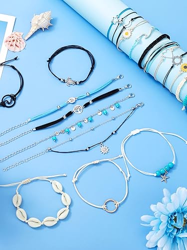 Miniatura 6 de Hicarer 21 pulseras de olas surfistas ajustables e impermeables hechas a mano para la amistad, joyería para mujer