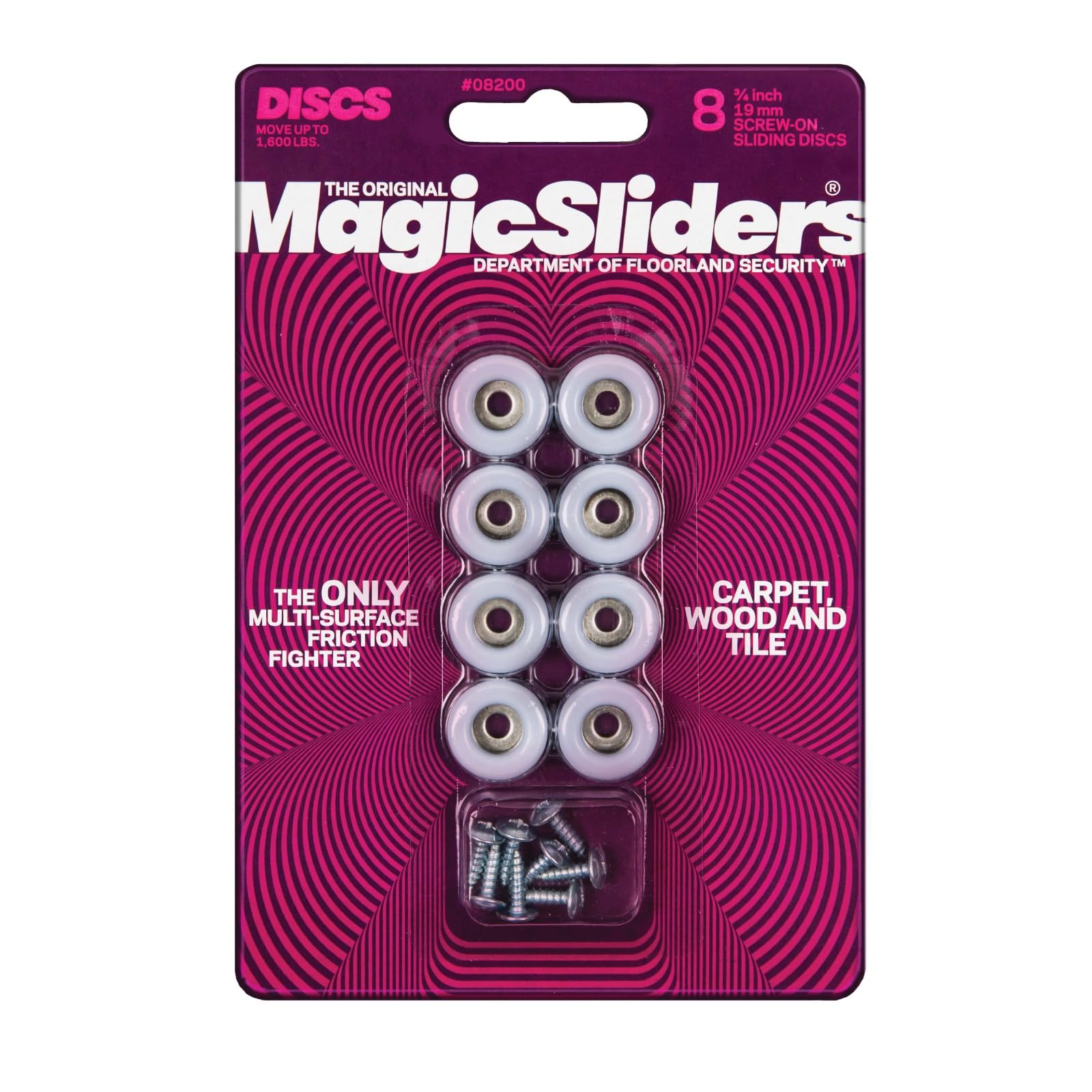 Magic Sliders 8200 8 Discos deslizantes RND de 1,9 cm, Blanco, 1 pack