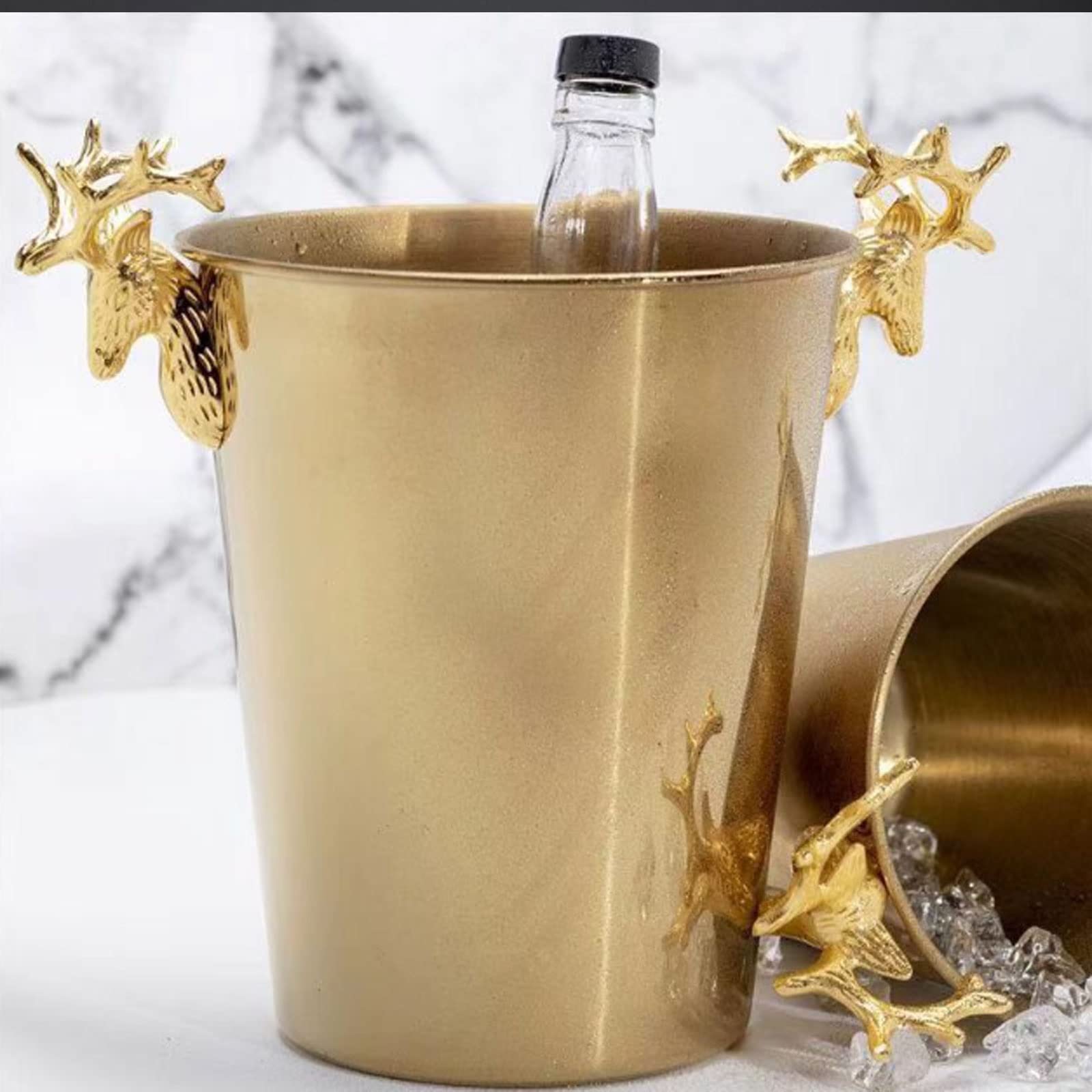 Seau à glace Cubo de hielo: cubo de hielo martillado de acero inoxidable engrosado cubo de champán de asta cubo de hielo de punto martillado cubo de hielo bar cubo de cerveza cubo de hielo KTV ( Color