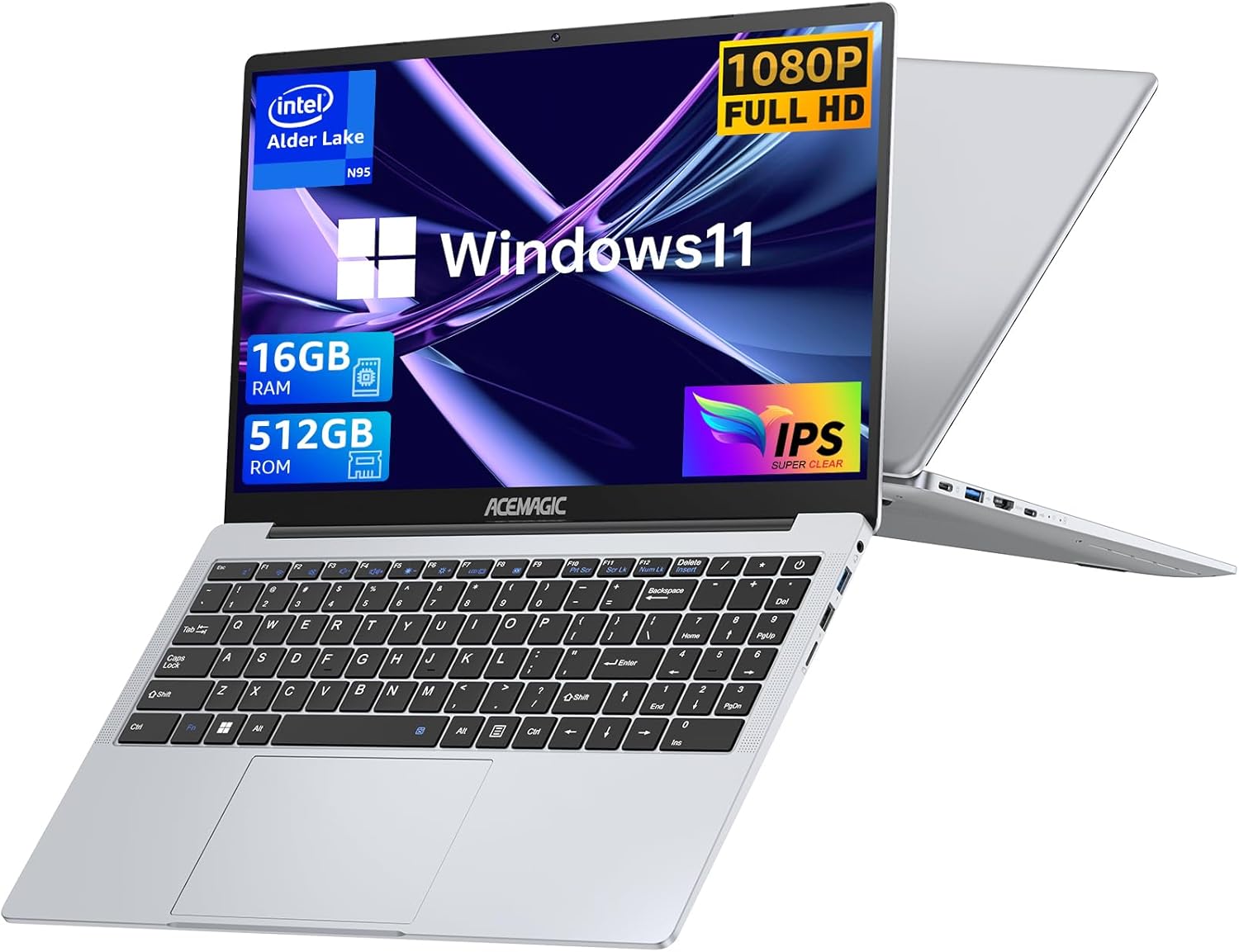 ACEMAGIC Laptop, Laptop Computer,16GB DDR4 512GB SSD Laptops, Quad-Core Processor, 180° Open Angle,Long Battery Life,Metal Shell,WiFi,USB3.2, Type C