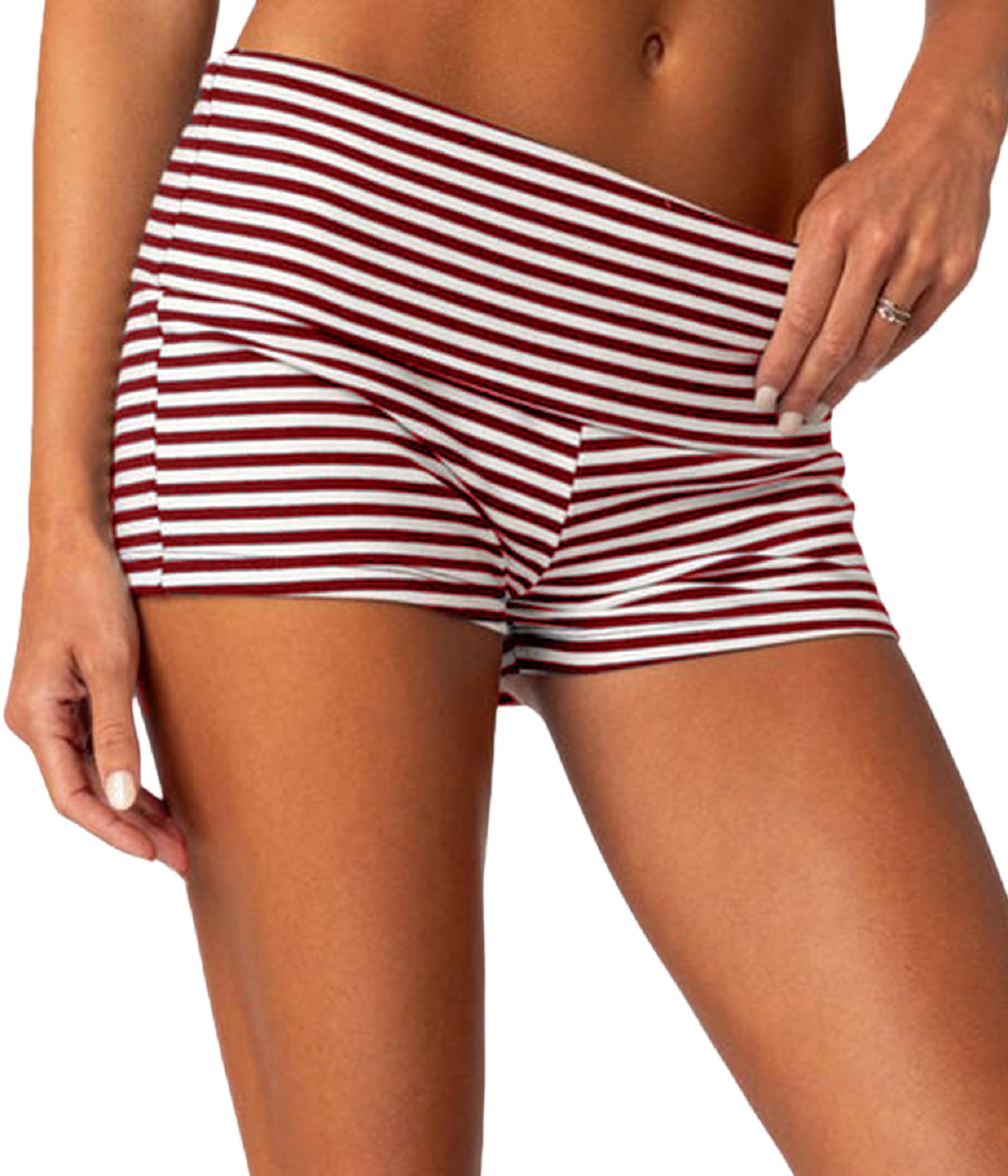 Women Fold Over Lounge Shorts Sexy Low Rise Yoga Shorts