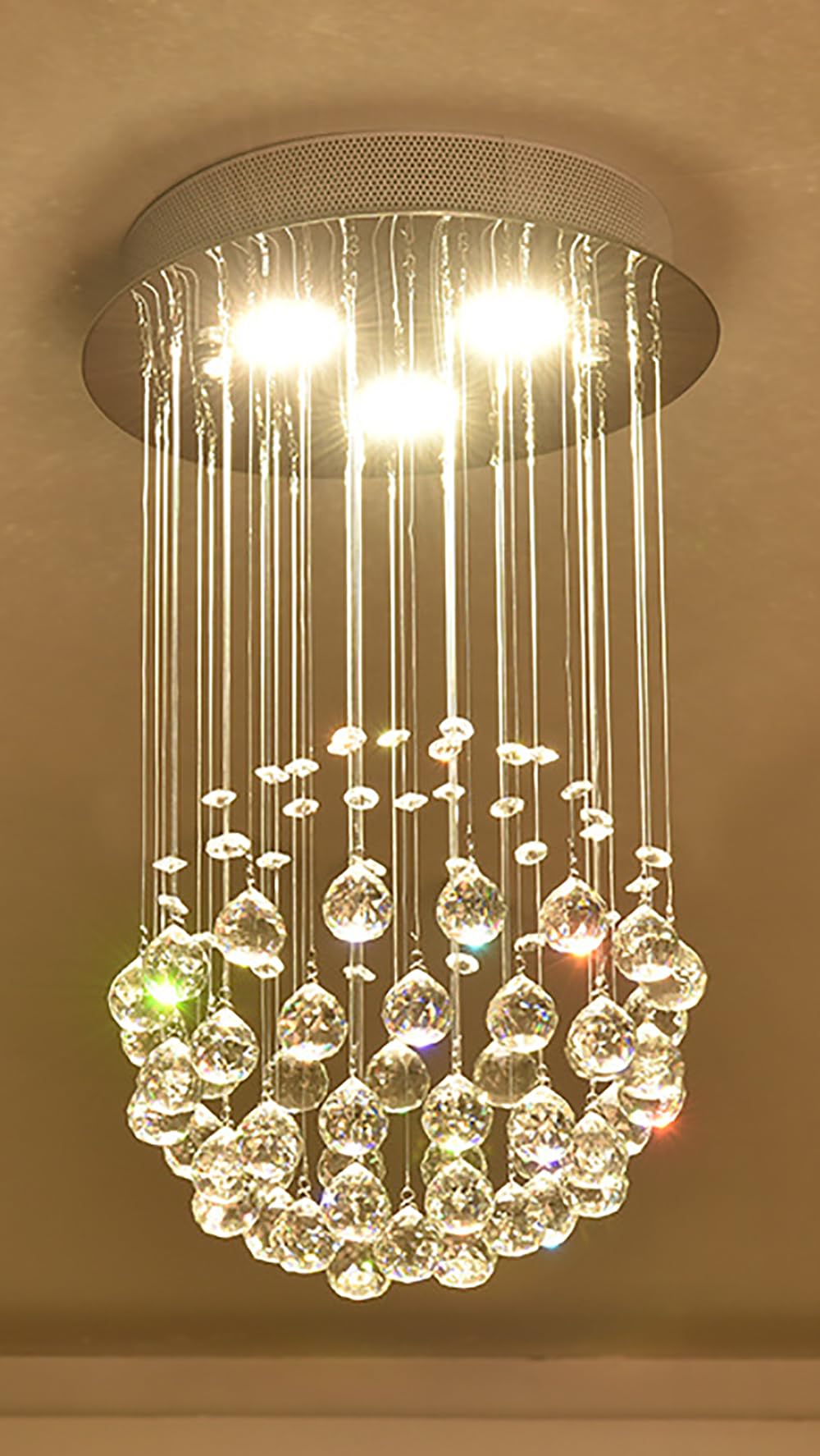 Lustre en cristal moderne 3 lumières led éclairage design