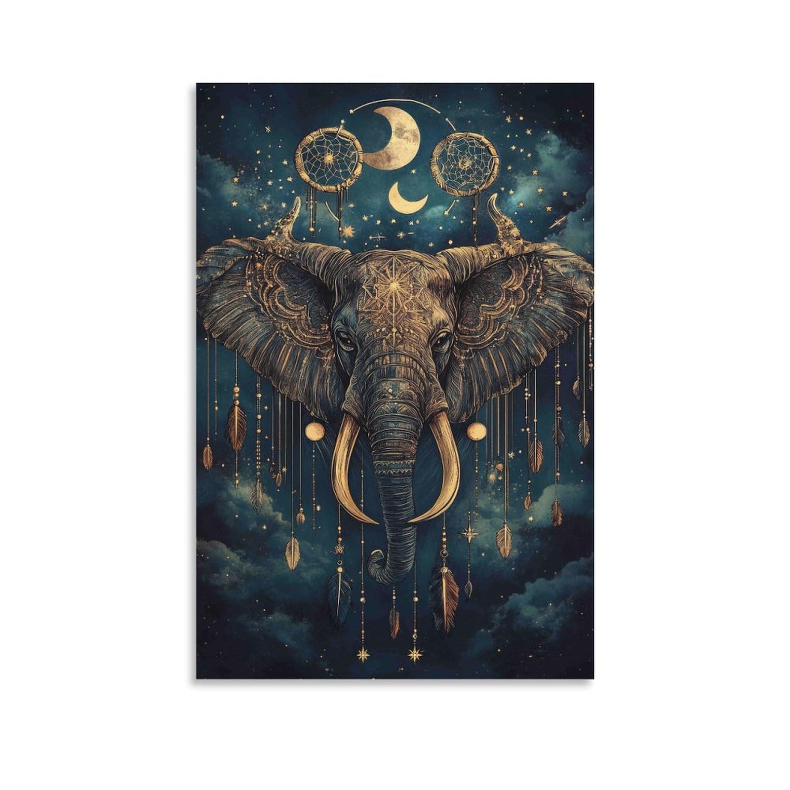 DHBANEIOK Elephant Dreamcatcher Art Poster Artwork Canvas Prints Picture Modern Canvas Wall Art Picture Wall Hanging for Home Decorations 08x12inch(20x30cm)