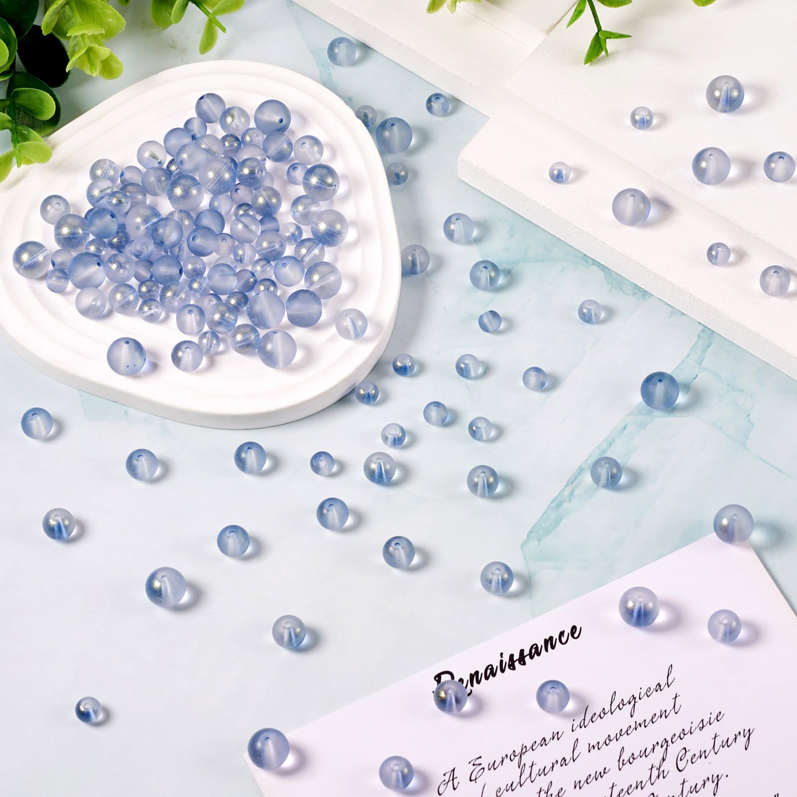 Cheriswelry 300pcs Transparent Glass Beads - 6mm 8mm 10mm Crystal Spacer Beads With Glitter For Jewelry Making
