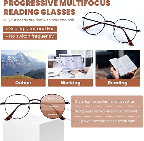 Miniatura 3 de GHDBFMB Gafas de lectura progresivas para hombres y mujeres, bloqueo de luz azul, fotocromáticos, multienfoque, lentes de transición