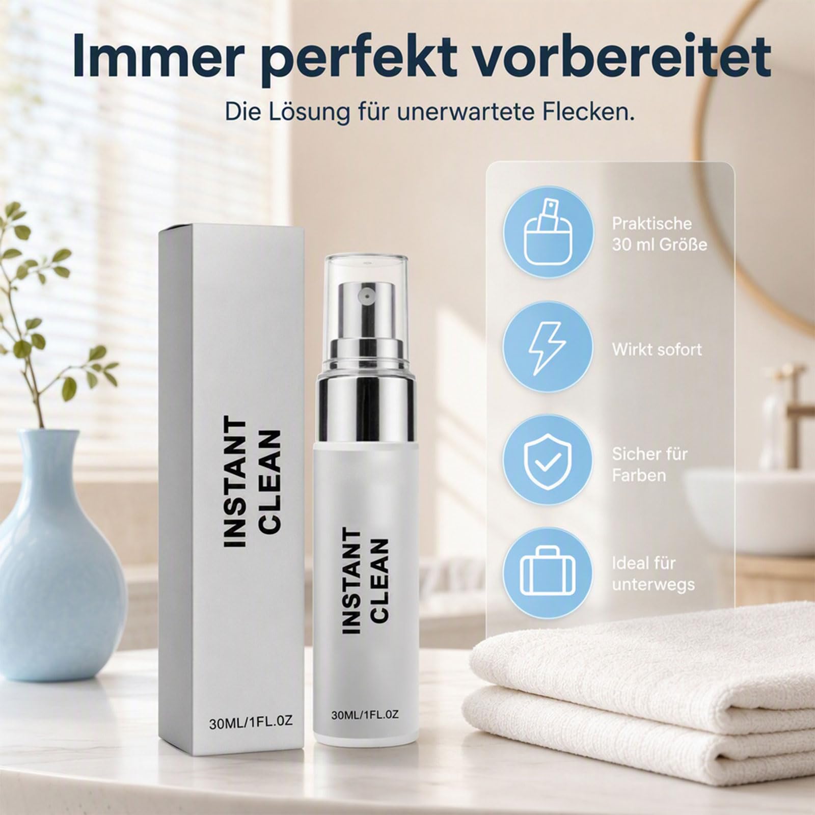 INSTANT CLEAN Magic Spray To Go, Fleckenentferner für Kleidung, 30 ml